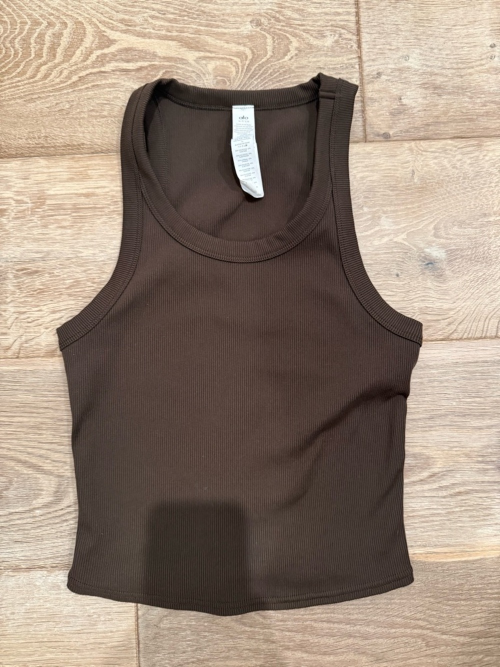 Alo Ribbed Racerback Crop Tank - Chocolate - Picture 2 of 3